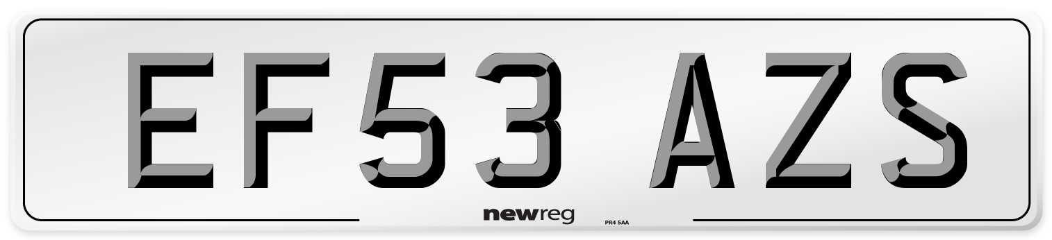 EF53 AZS Number Plate from New Reg